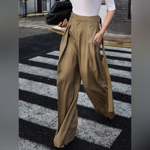 Oversized tie wide leg pant